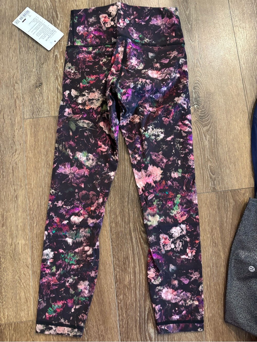 lululemon athletica Floral Leggings - Black with Pink, Purple & Green